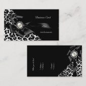Elegante Leopard Black Silver Diamond Visitekaartje (Voorkant / Achterkant)