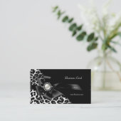 Elegante Leopard Black Silver Diamond Visitekaartje (Staand voorkant)