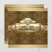 Elegante Leopard verjaardagsfeestje uitnodigingen (Voorkant / Achterkant)