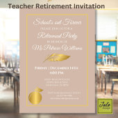 Elegante Leraar Pastel Brown Goud Pensioenfeest Kaart