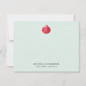 Elegante leraar Simple Red Apple Mint Groen Notitiekaartje (Voorkant)