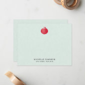 Elegante leraar Simple Red Apple Mint Groen Notitiekaartje (Voorkant / Achterkant in situ)