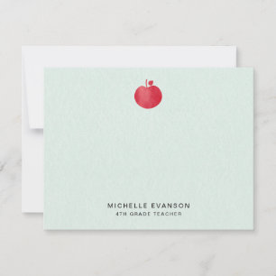 Elegante leraar Simple Red Apple Mint Groen Notitiekaartje
