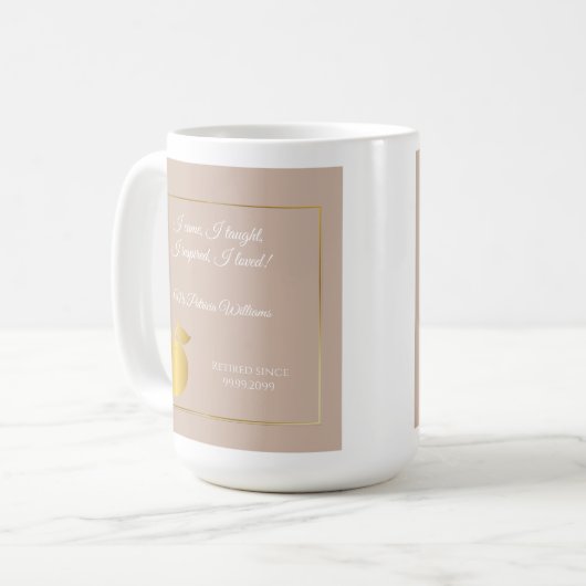 Elegante leraren Golden Pastel Pensioenfeest Koffiemok (Voorkant links)