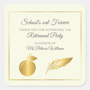 Elegante leraren Golden Pastel Pensioenfeest Vierkante Sticker