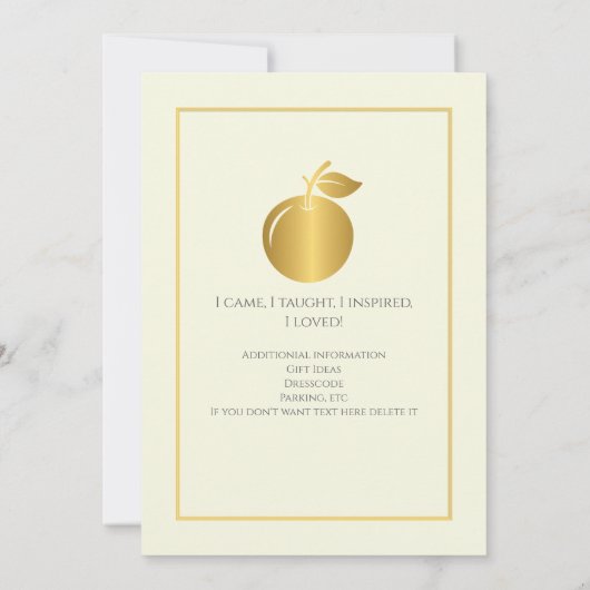 Elegante leraren gouden pastel verjaardagsfeestje kaart (Achterkant)