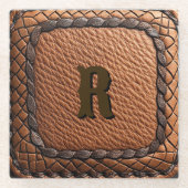 Elegante leren look western stijl glazen onderzetter (Voorkant)