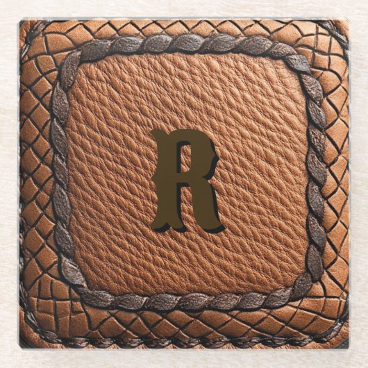 Elegante leren look western stijl glazen onderzetter (Voorkant)