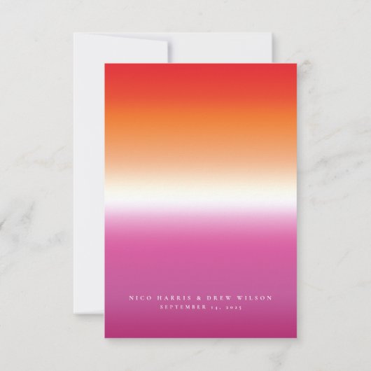 Elegante Lesbische Pride Bruiloft Kaart (Achterkant)