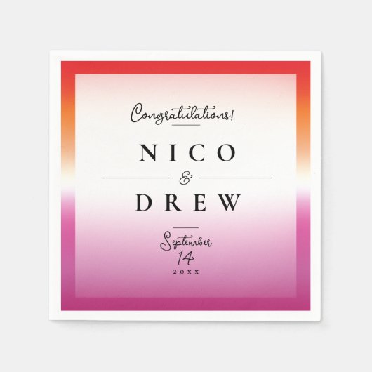 Elegante Lesbische Pride Bruiloft Servet (Voorkant)