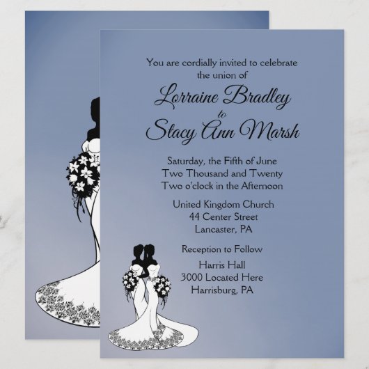 Elegante lesbische trouwuitnodiging kaart (Voorkant / Achterkant)