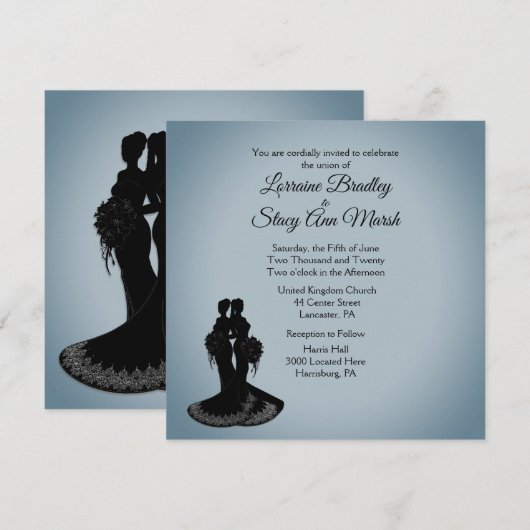 Elegante lesbische trouwuitnodiging kaart (Voorkant / Achterkant)