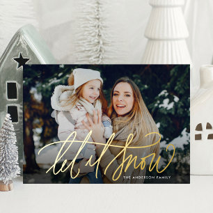 Elegante Let It Snow-foto Folie Feestdagenkaart