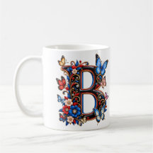 Elegante Letter B Initiaal Bloemen Vrouwen
