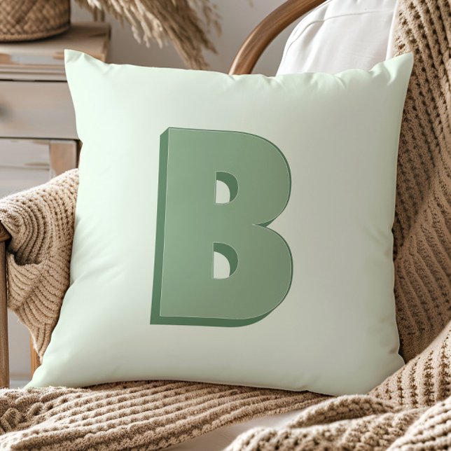 Elegante Letter B Monogram Persoonlijke Initiaal Kussen (Creator heeft geüpload)