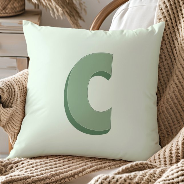 Elegante Letter C Monogram Persoonlijke Initiaal Kussen (Creator heeft geüpload)