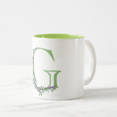 Elegante Letter G monogram lavendel personaliseren Tweekleurige Koffiemok (Voorkant rechts)
