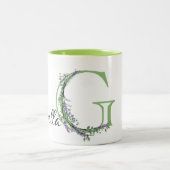 Elegante Letter G monogram lavendel personaliseren Tweekleurige Koffiemok (Center)