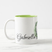 Elegante Letter G monogram lavendel personaliseren Tweekleurige Koffiemok (Links)