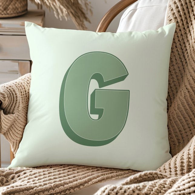 Elegante Letter G Monogram Persoonlijke Initiaal Kussen (Creator heeft geüpload)