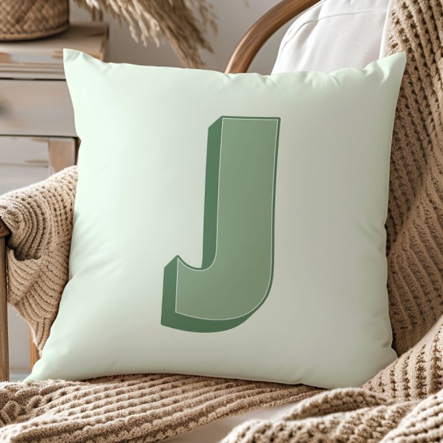 Elegante Letter J Monogram Persoonlijke Initiaal Kussen (Creator heeft geüpload)