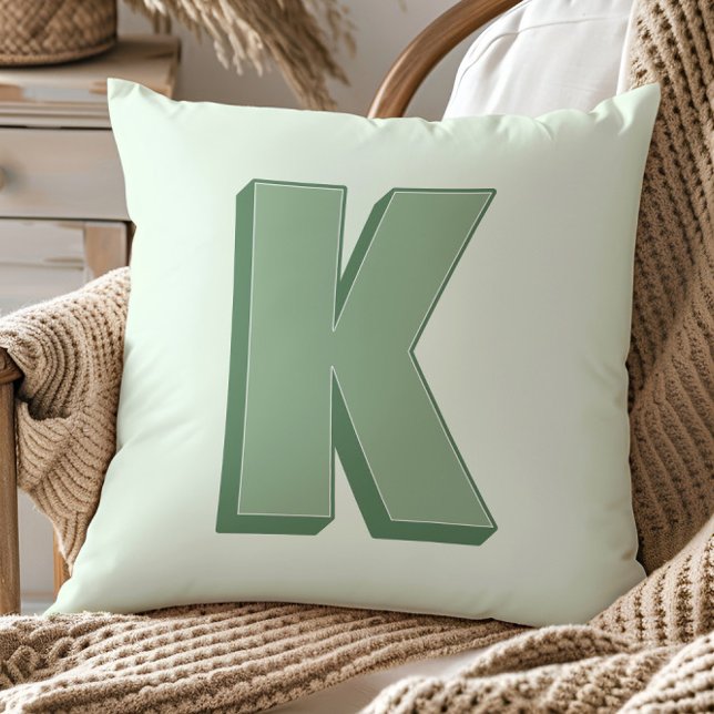 Elegante Letter K Monogram Persoonlijke Initiaal Kussen (Creator heeft geüpload)