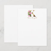 Elegante letter K roze rozen goud monogram Notitiekaartje (Voorkant / Achterkant)