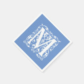 Elegante letter M blauw en wit klassiek monogram Servet (Hoek)