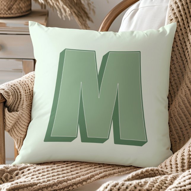Elegante Letter M Monogram Persoonlijke Initiaal Kussen (Creator heeft geüpload)