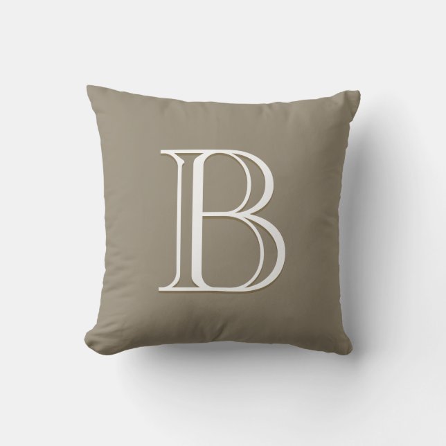 Elegante Letter Monogram Initiaal Chic Mocha Bruin Kussen (Voorkant)