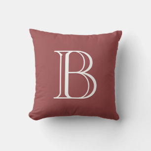 Elegante Letter Monogram Initiaal Rood & Wit Kussen