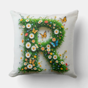 Elegante letter R gevormd met kleurrijke bloemen Kussen