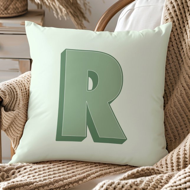 Elegante Letter R Monogram Persoonlijke Initiaal Kussen (Creator heeft geüpload)