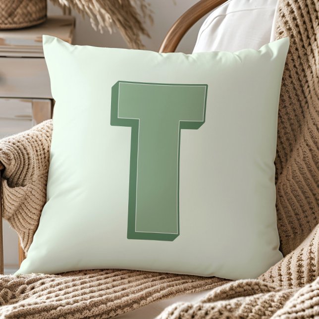 Elegante Letter T Monogram Persoonlijke Initiaal Kussen (Creator heeft geüpload)