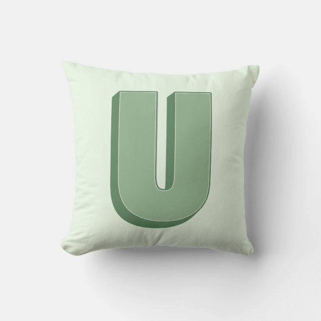 Elegante Letter U Monogram Persoonlijke Initiaal Kussen (Voorkant)