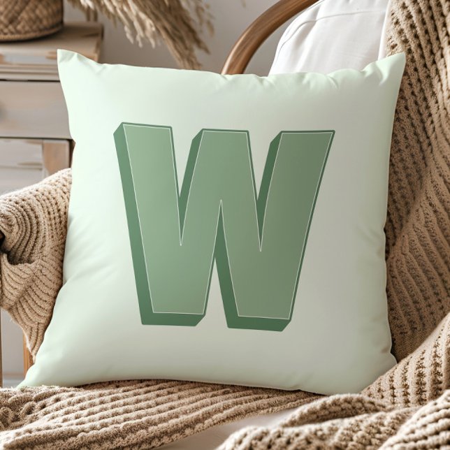 Elegante Letter W Monogram Persoonlijke Initiaal Kussen (Creator heeft geüpload)