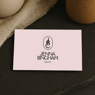 Elegante Lettering Beauty Salon Monogram Logo Roze Visitekaartje
