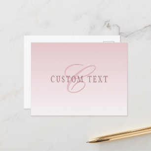 Elegante Lettering & Monogram Rose Ombre Briefkaart