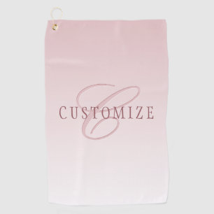 Elegante Lettering & Monogram Rose Ombre Golfhanddoek