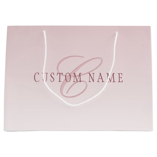 Elegante Lettering & Monogram | Rose Ombre Groot Cadeauzakje (Voorkant)