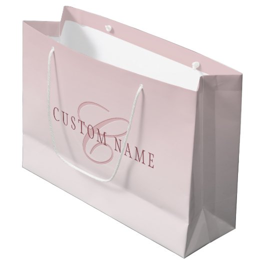 Elegante Lettering & Monogram | Rose Ombre Groot Cadeauzakje (Voorkant Gekanteld)