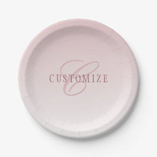 Elegante Lettering & Monogram Rose Ombre Papieren Bordje