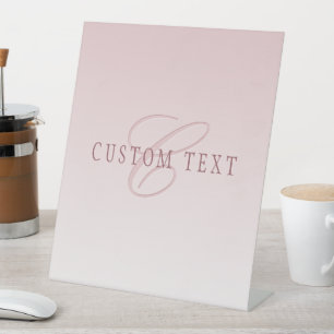 Elegante Lettering & Monogram Rose Ombre Reclamebord Met Voetstuk