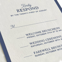 Elegante Letterpress Huwelijks RSVP Kaart