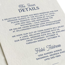 Elegante Letterpress Huwelijksdetails Kaart