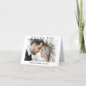 Elegante Letterpress Script, 2 Foto Huwelijk Bedankkaart (Voorkant)