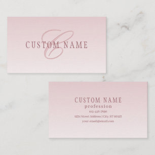 Elegante letters en monogram Rose ombre Visitekaartje