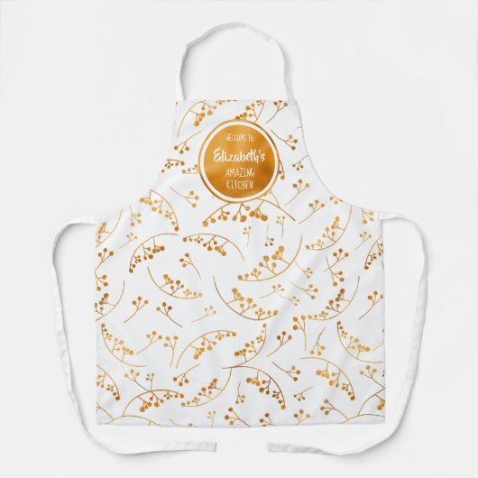 Elegante leuke aangepaste gouden bessen op wit pat schort (Voorkant)