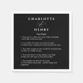 Elegante Leuke Feiten Zwart & Wit Bruiloft Servet (Voorkant)