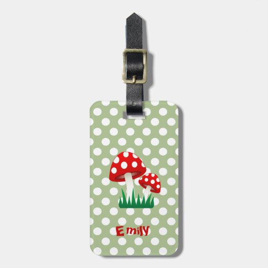 elegante leuke meisjespaddenstoelen pokadots bagagelabel (Voorkant verticaal)